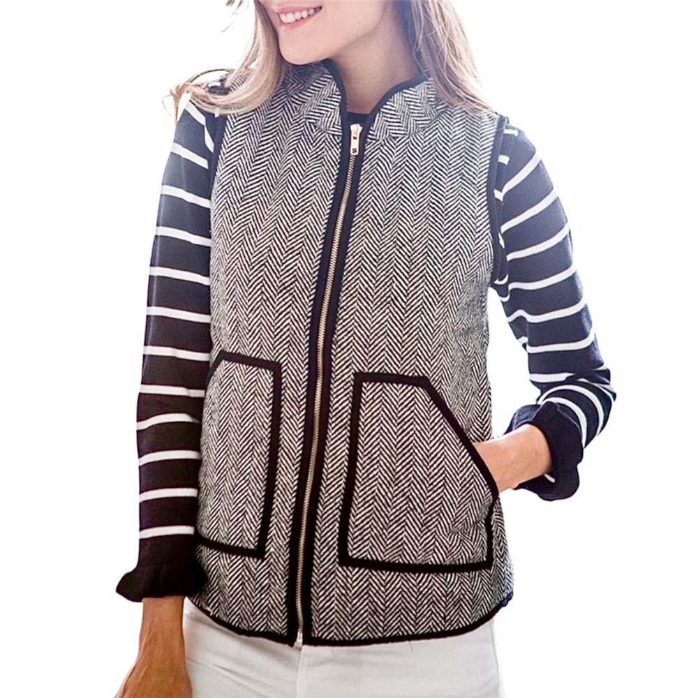 JCrew - Herringbone Excursion Quilted Full Zip Puffer Vest